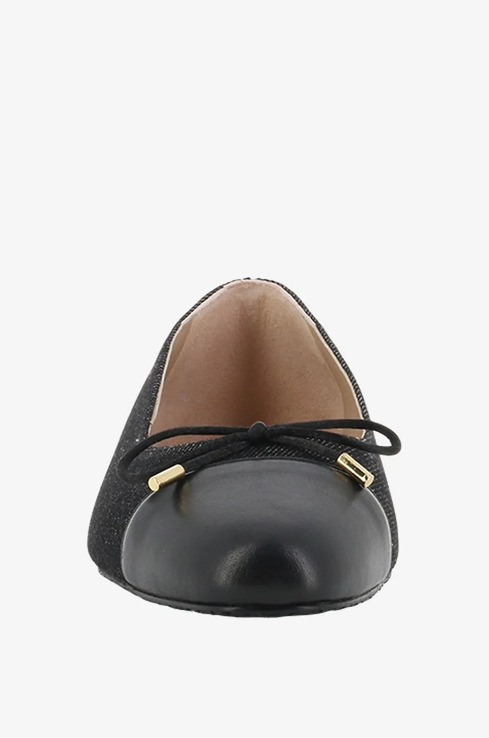 Ballerines en denim et cuir Sleek Bow Flat