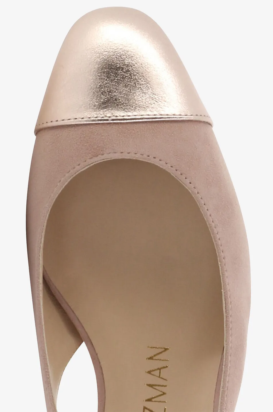 Ballerines à bride arrière en daim et cuir métallisé Sleek