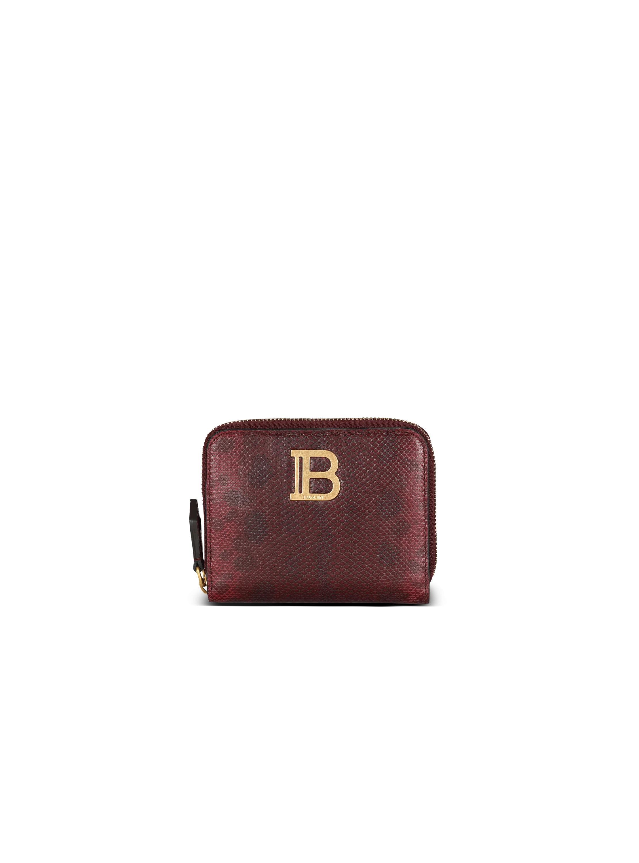 BALMAIN  Porte-monnaie b-buzz en cuir karung - Rouge