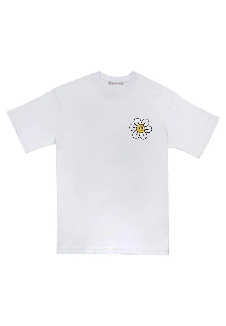 Best Buddies x Dogo Unisex Vegan Blanc T-Shirt - Daisies Motif