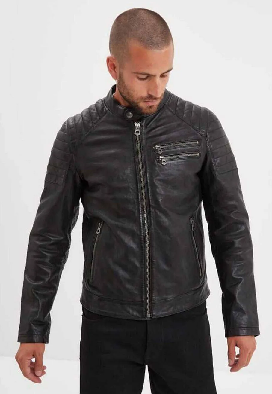 Blouson cuir homme noir