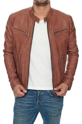Blouson cuir Lamb castel Daytona Emerson marron