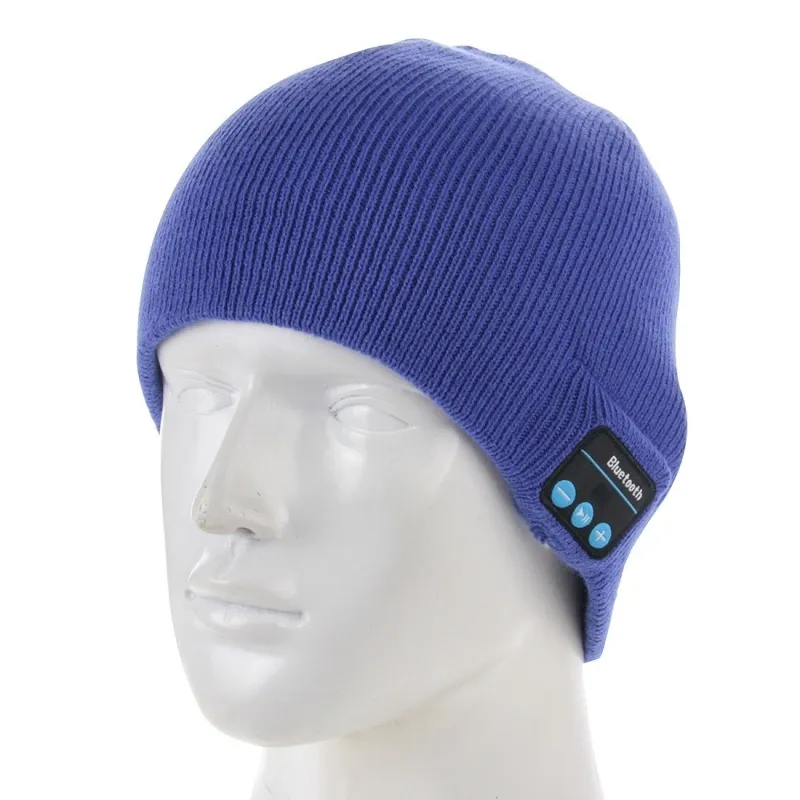 Bonnet Bluetooth Android iOS Ecouteur Sans Fil Appel Bleu