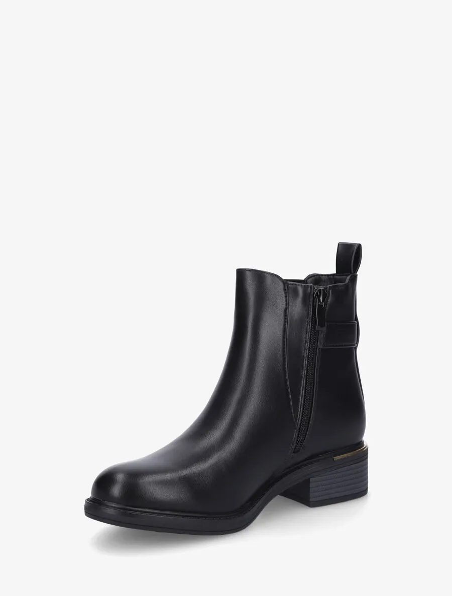 Bottines en simili style chelsea à boucle décorative - Noir