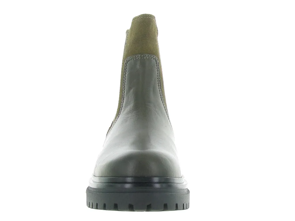 bottines et boots - Motardes - femme - Cuir - Vert - Minka design