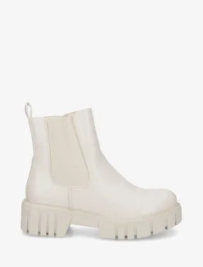 Bottines unies style chelsea - Crème