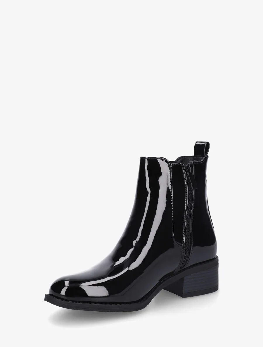 Bottines vernies en simili style chelsea - Noir