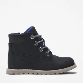 Bottines zippées à col duveteux Pokey Pine pour tout-petit en bleu foncé