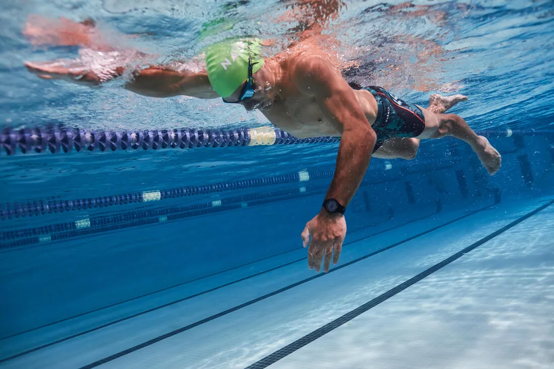 BOXER DE BAIN NATATION HOMME -  STAB - BLEU / VERT