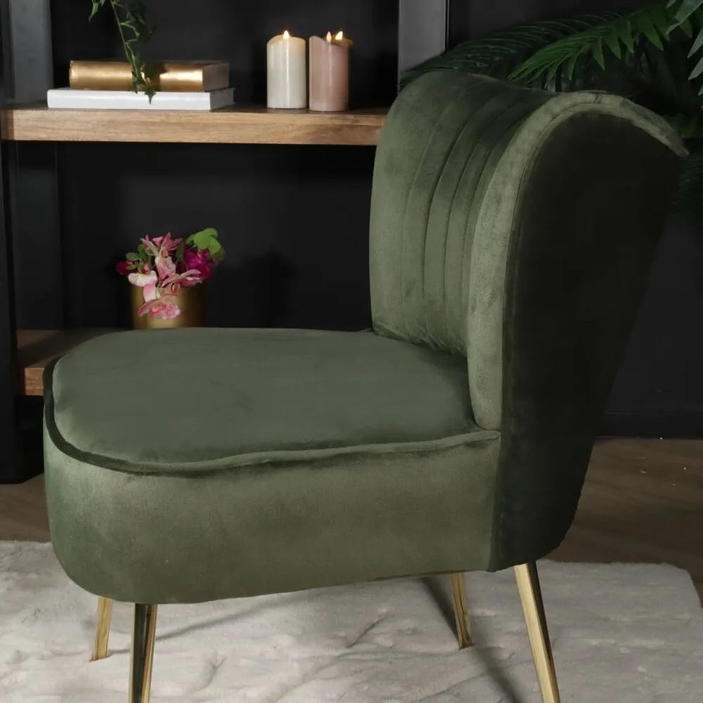 Canapé-fauteuil 1 place Rilaan en velours vert foncé