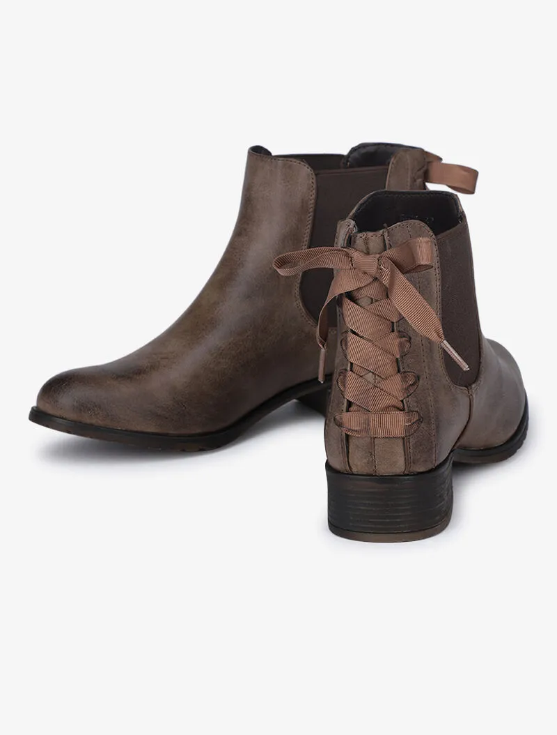 Chelsea boots à contrefort à corsage - taupe - Taupe