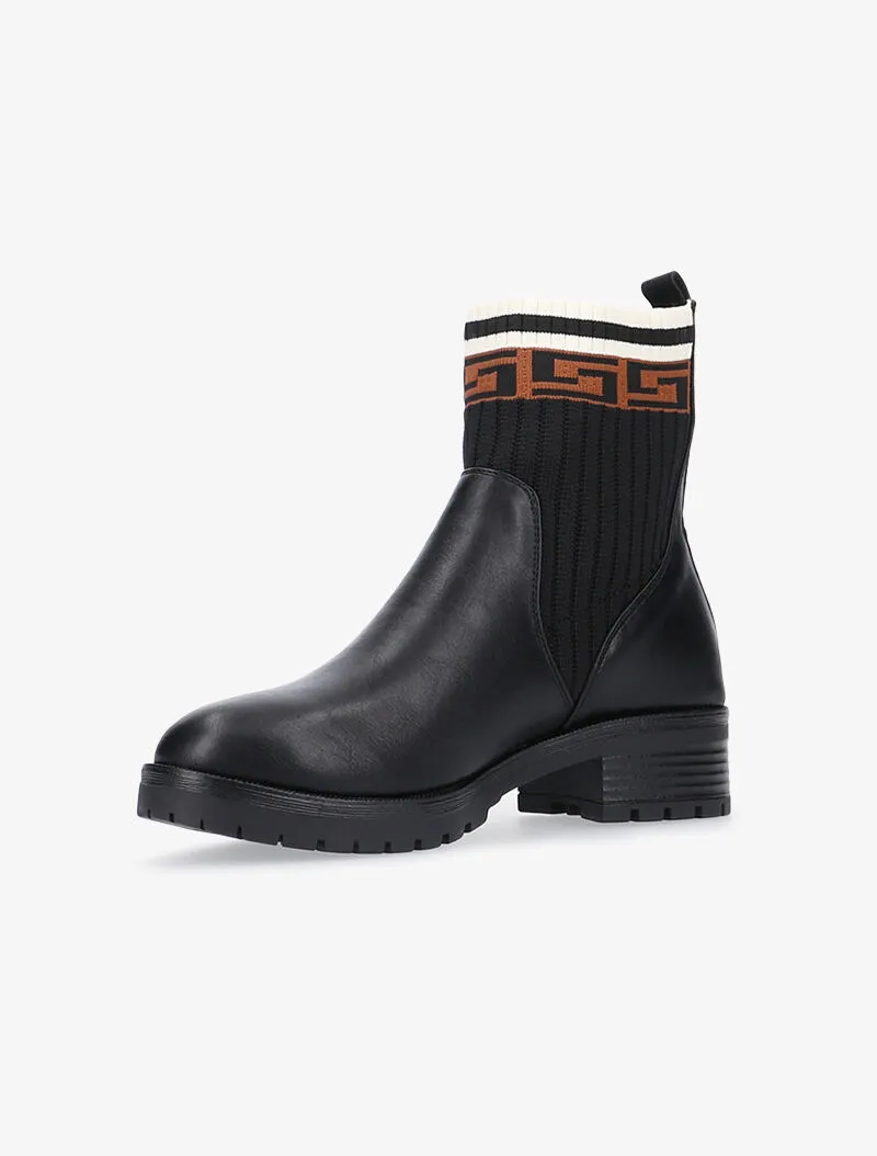 Chelsea boots montantes à imprimé grec - noir