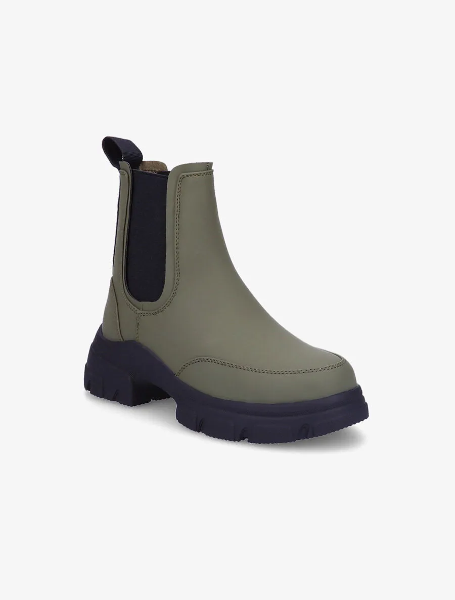 Chelsea boots montantes à semelle stylisée - Kaki