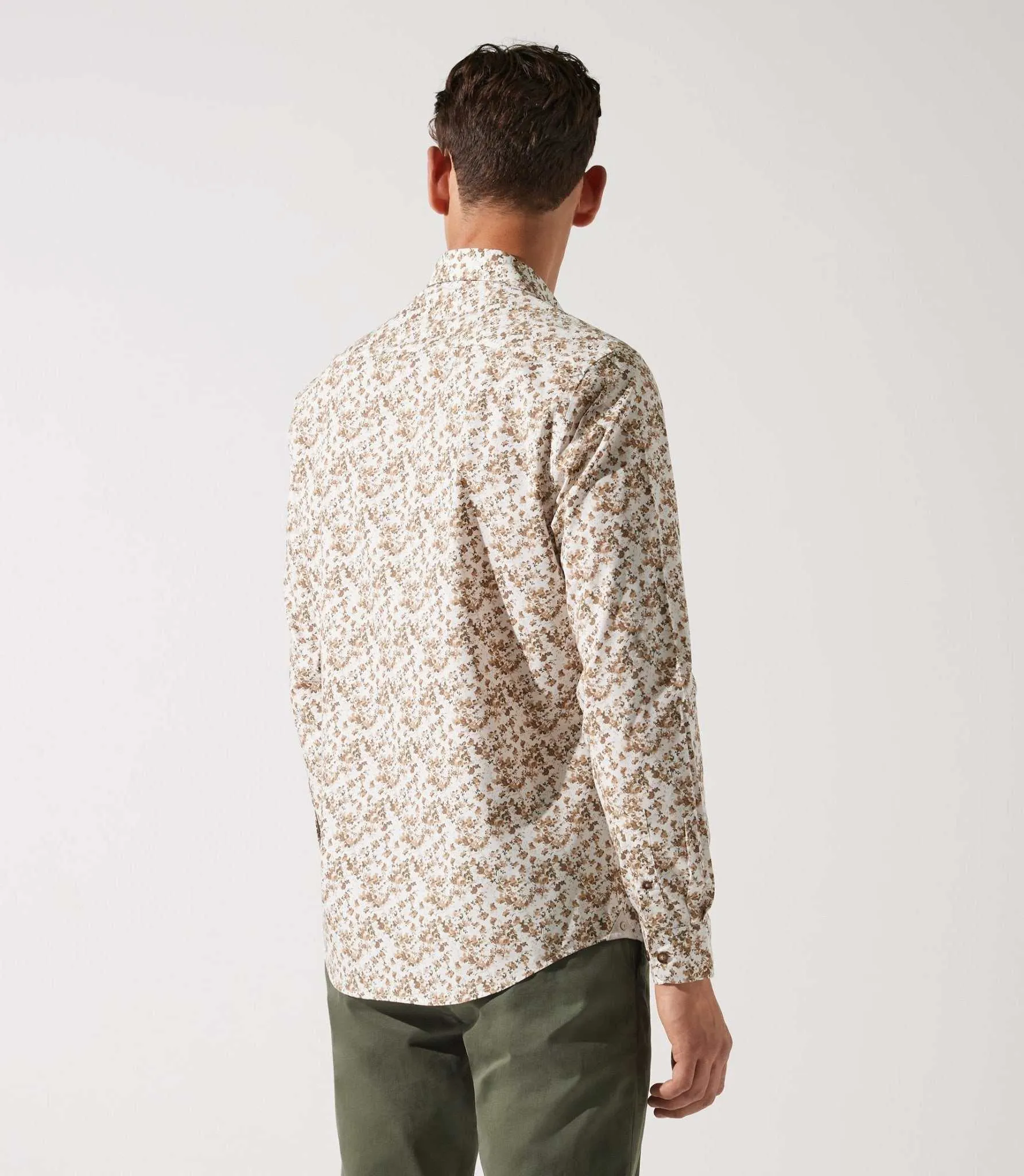 Chemise droite à imprimé floral kaki JACKI