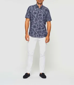 Chemise manches courtes bleu indigo Kong