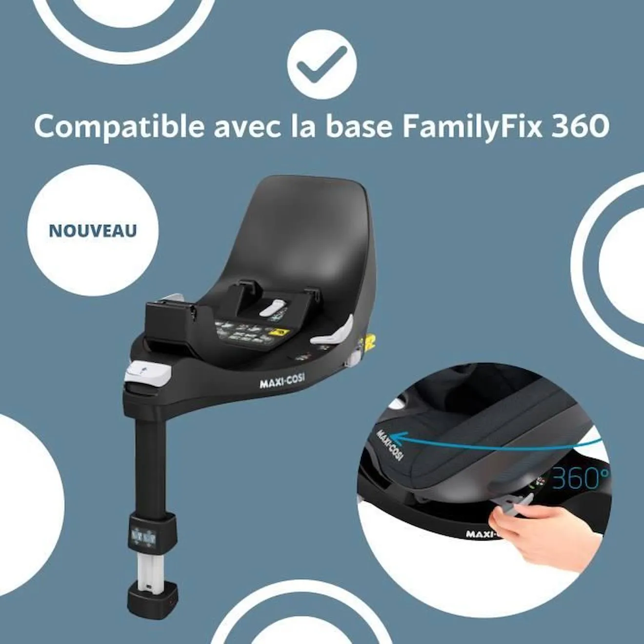 Cosi MAXI-COSI Pebble 360, i-Size, Rotatif, Groupe 0, de la naissance à 15 mois, Essential Green vert - 