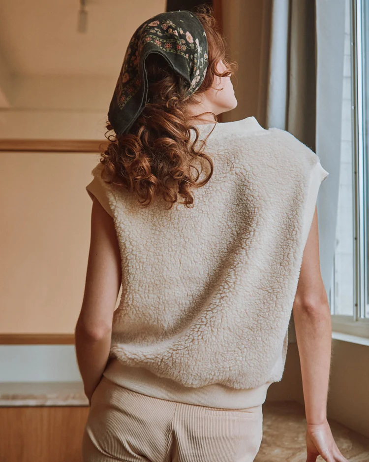 EMILE ET IDA ANTONIN Sweat Sans Manches Sherpa Femme Ecru