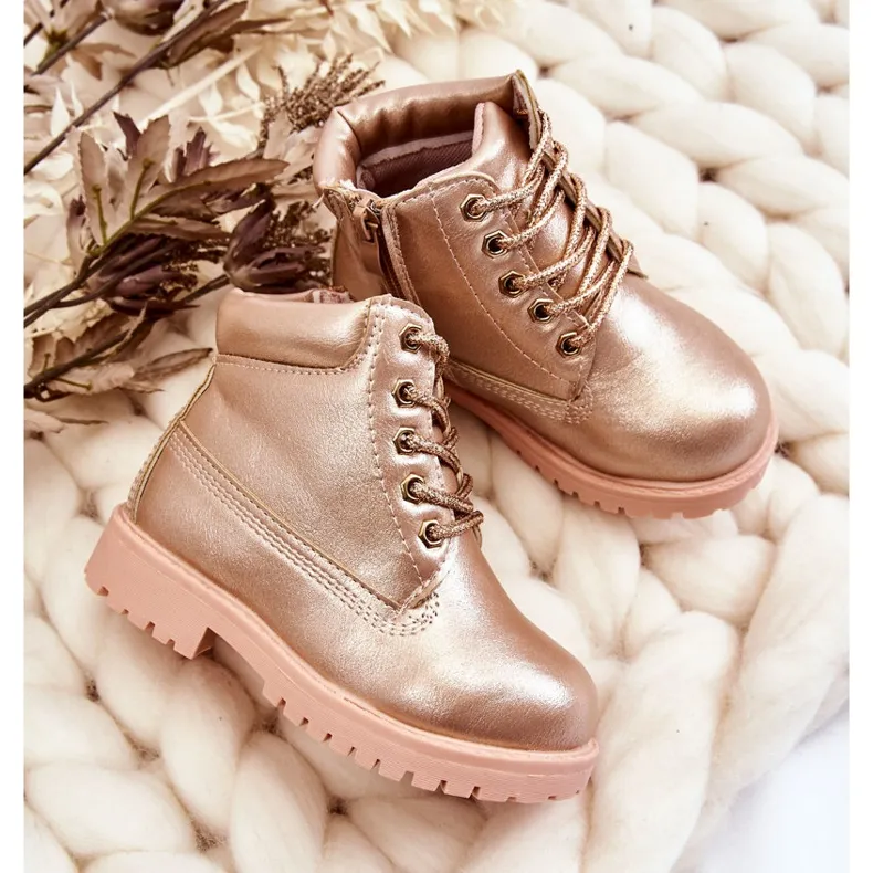 FRROCK Bottes chaudes Trappeurs pour enfants Champagne Dexter rose rose