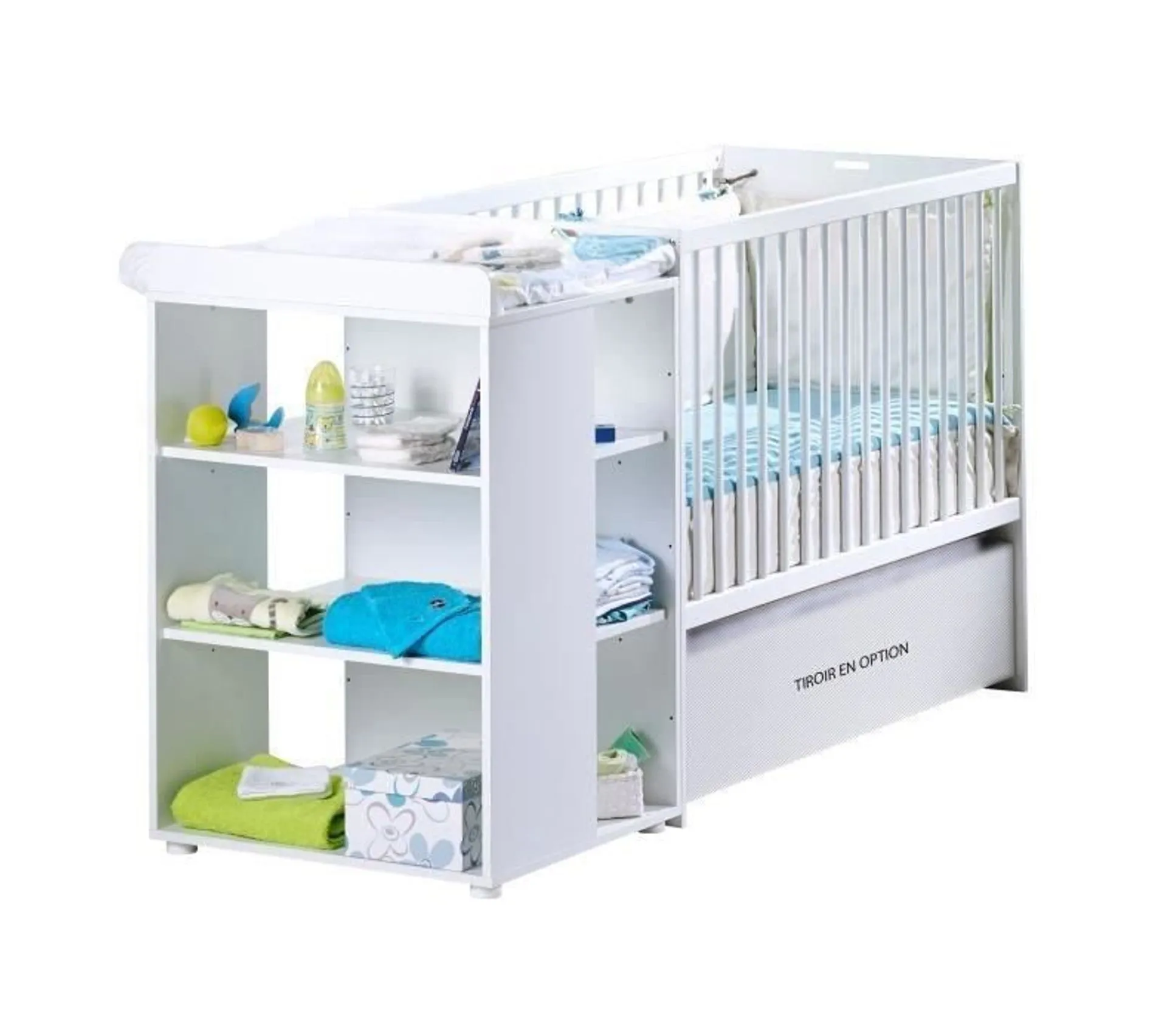 Lit Combiné 3-en-1 Évolutif 60 X 120 En 90 X 190 Cm Blanc