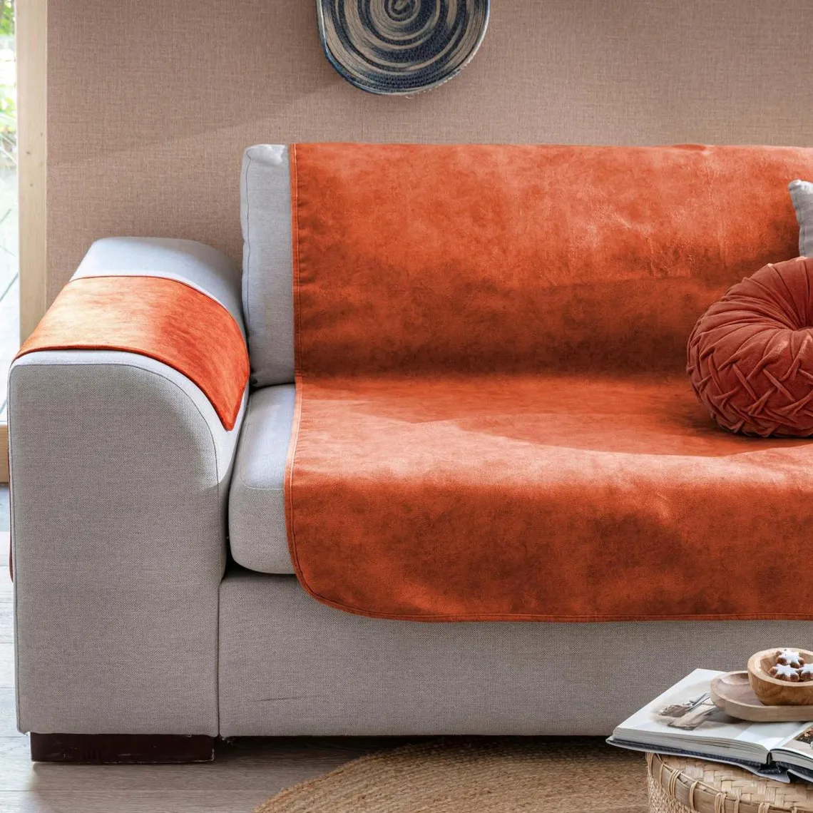 Lot de 2 protèges accoudoir OLIVIA orange poterie | 3 Suisses