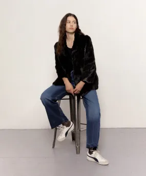 Manteau noir en fourrure