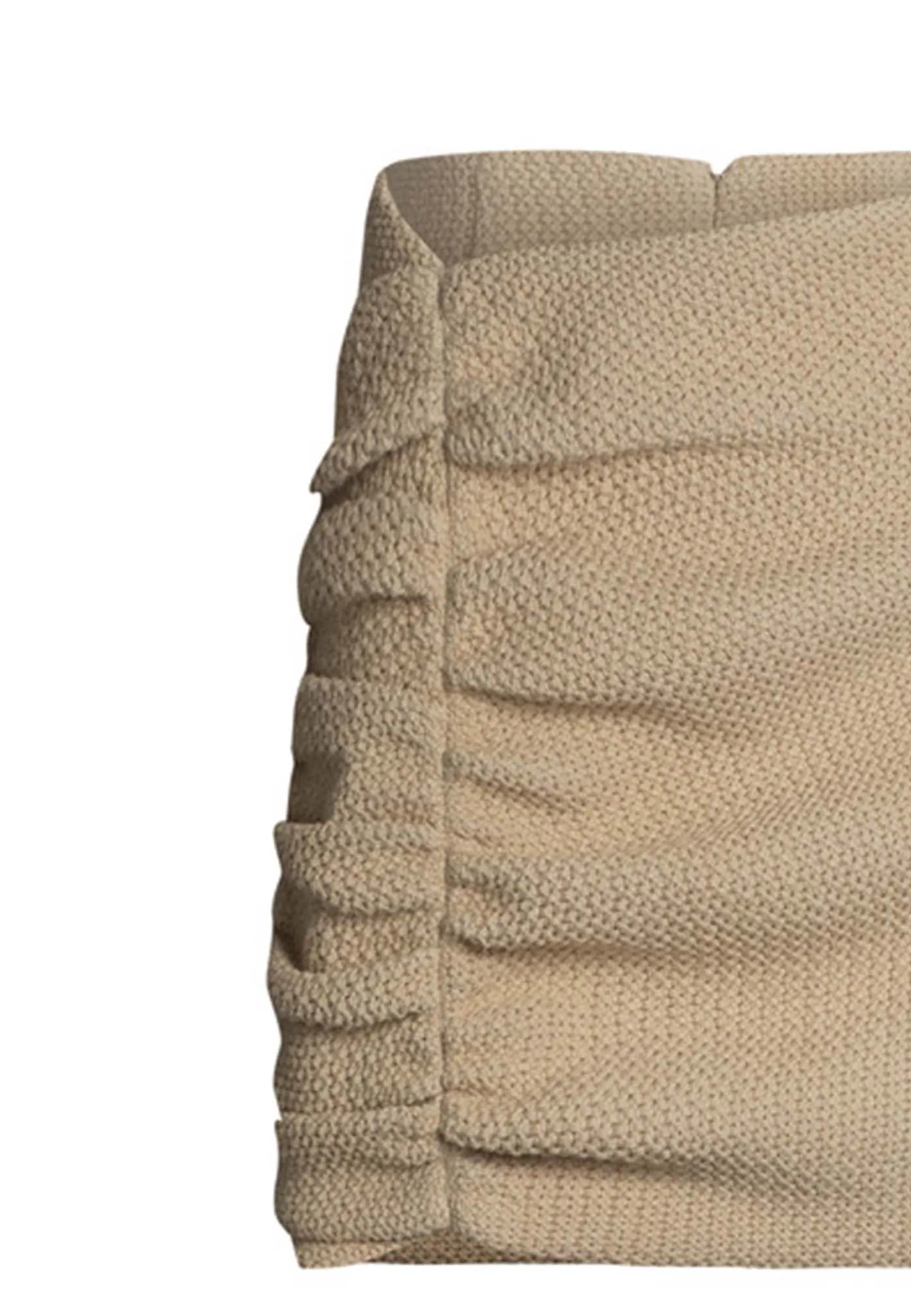 Mini gonna donna in cotone beige con arricciatura laterale