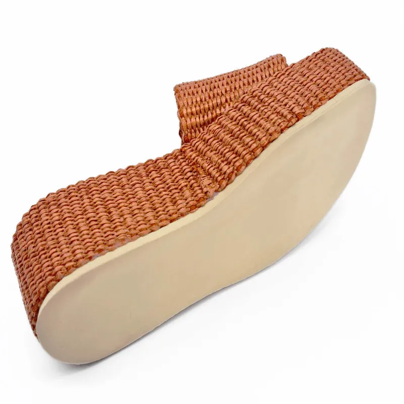 Mule à talon compensé en raphia orange - Alibi - Scarpe