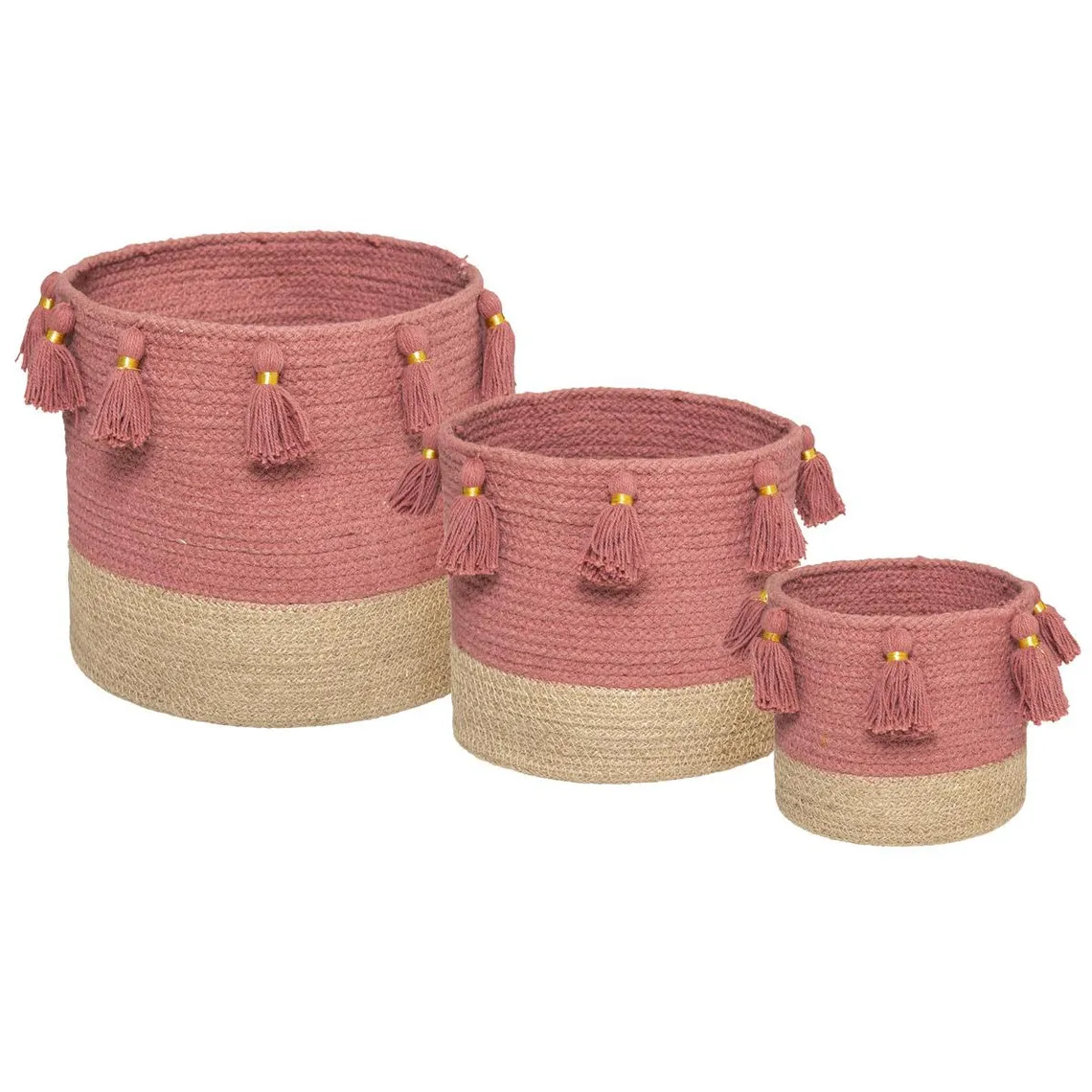 Panier Gypsy Pompons x 3 orange | 3 Suisses
