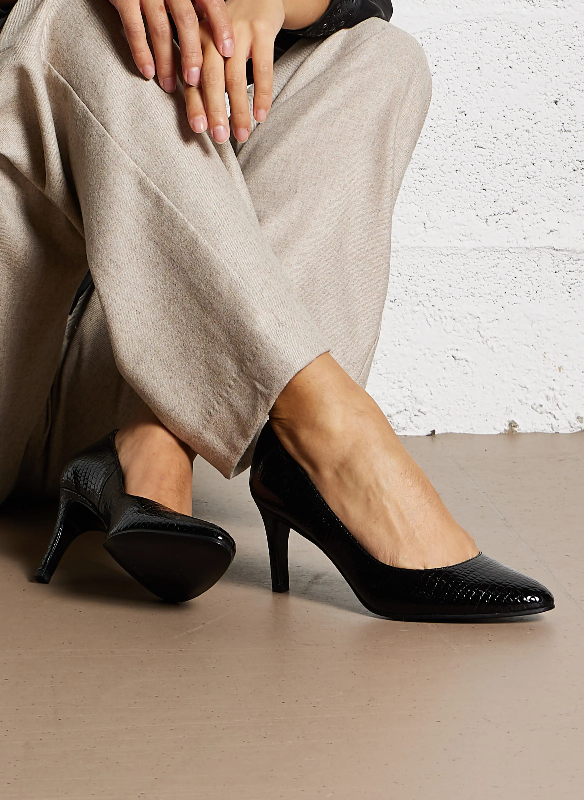 PANTALON DROIT EN LAINE MéLANGéE - IKKS pour FEMME | Printemps