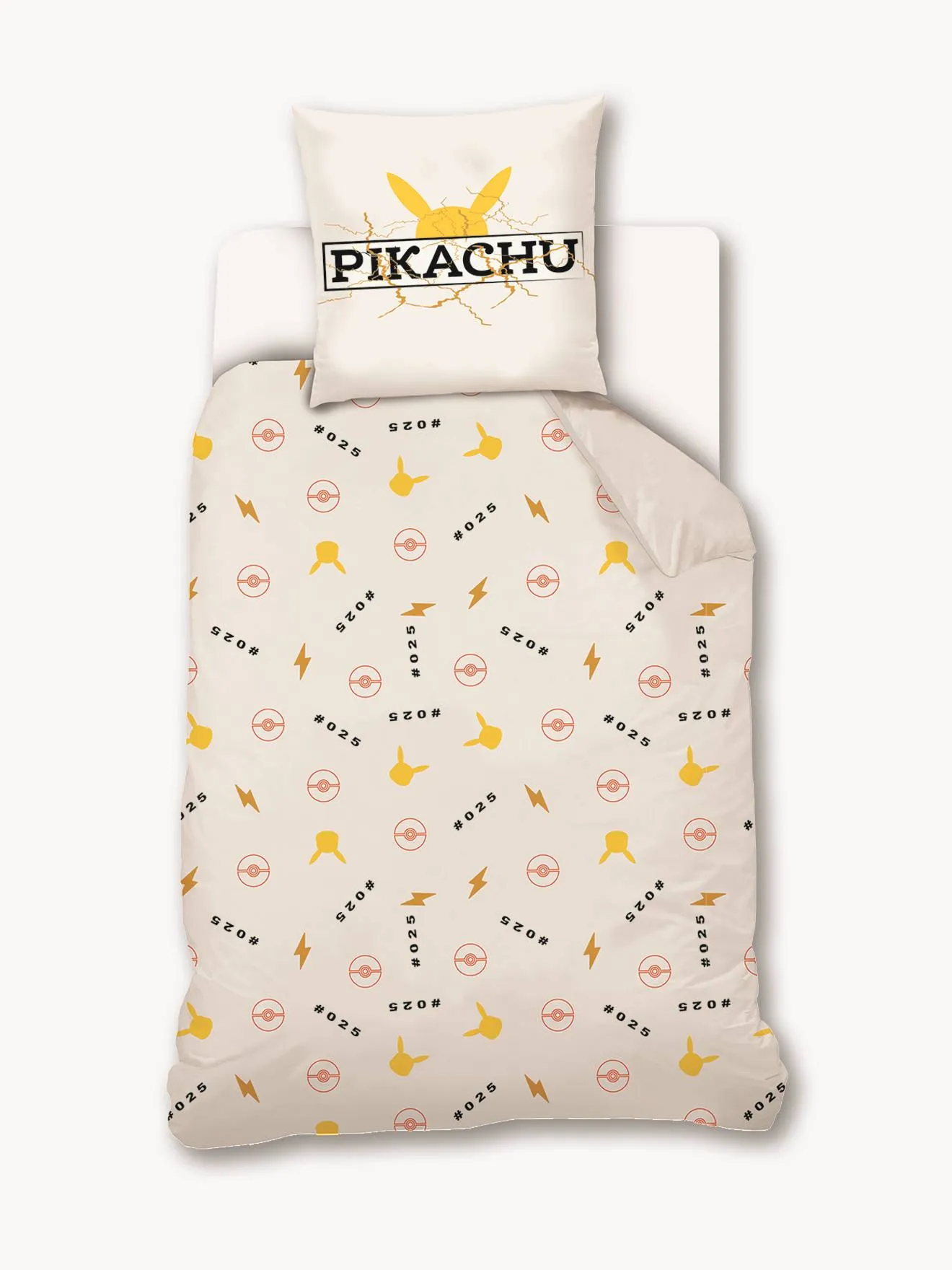 Parure housse de couette + taie d'oreiller enfant Pokemon® Voltage blanc - Pokémon