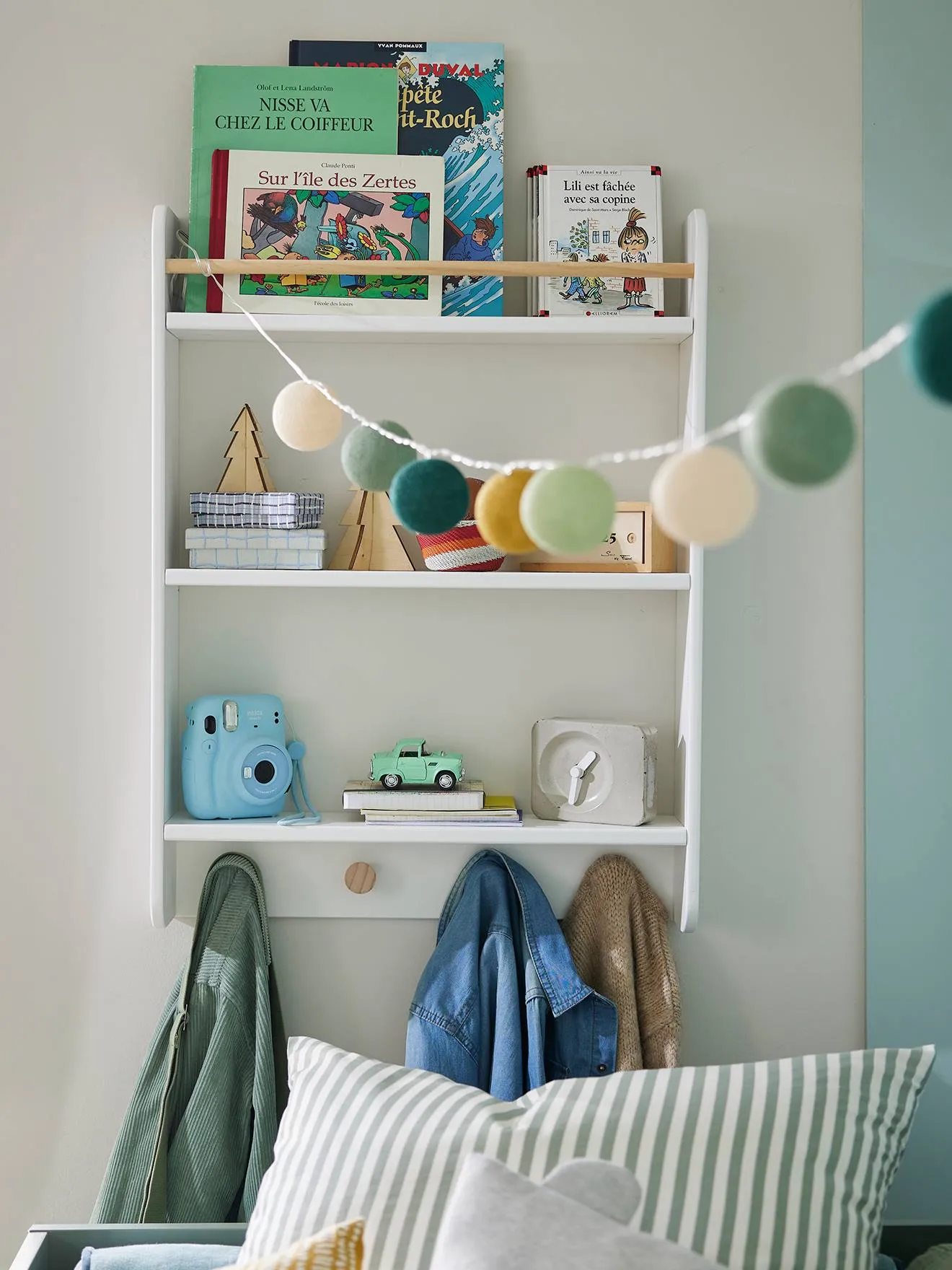 Patères avec étagères pour livres - LIGNE CONFETTI blanc - Vertbaudet