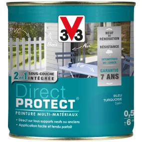 PEINTURE DIRECT PROTECT MULTI-MATÉRIAUX BLEU TURQUOISE SATIN 0.5L - V33