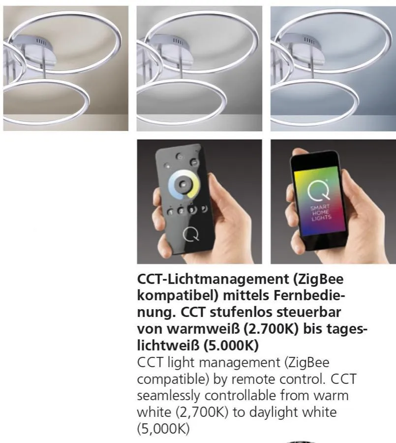 Plafonnier 3 lampes led connecté Neuhaus Q-Nevio Gris