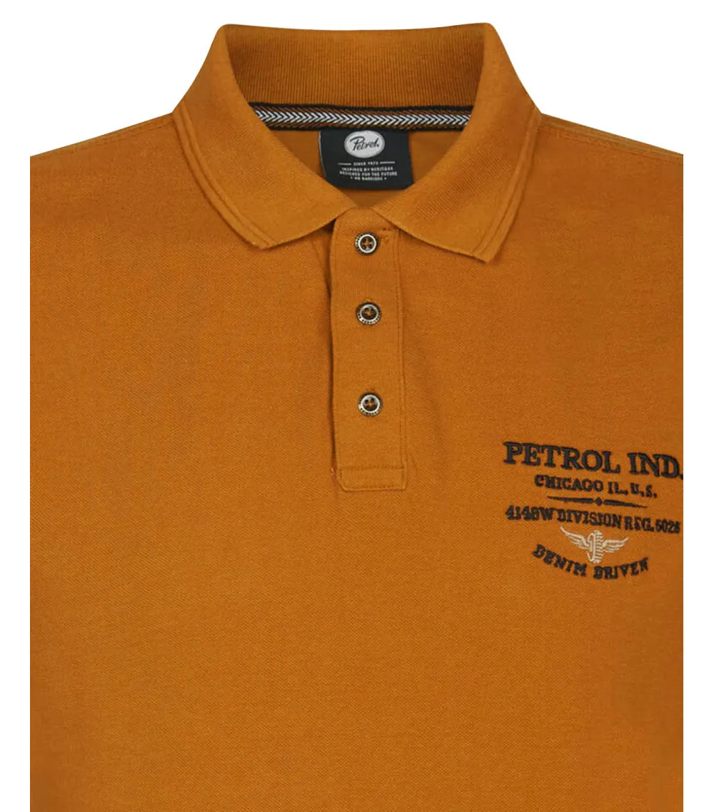 Polo Petrol Industries coton avec manches courtes et col polo  camel