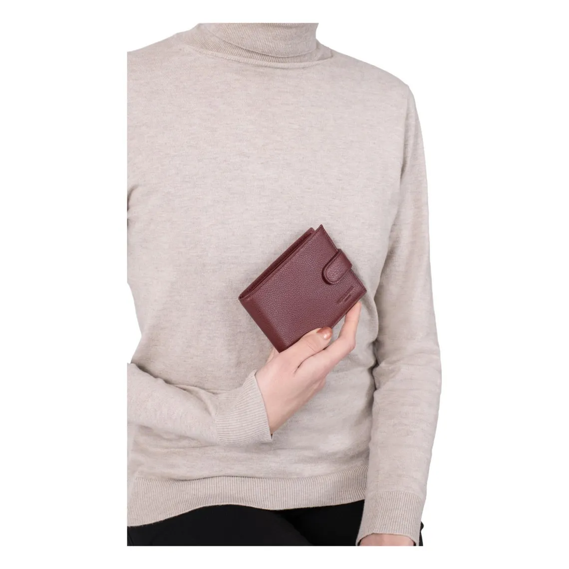 Portefeuille italien - 2 volets - Cuir de vachette - Orange - Confort | 3 Suisses
