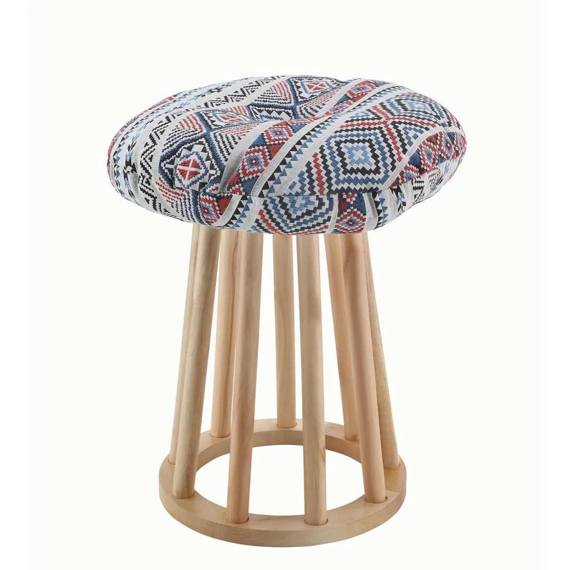 Pouf à imprimés style mexicain MEXICO Bleu  | 3 Suisses