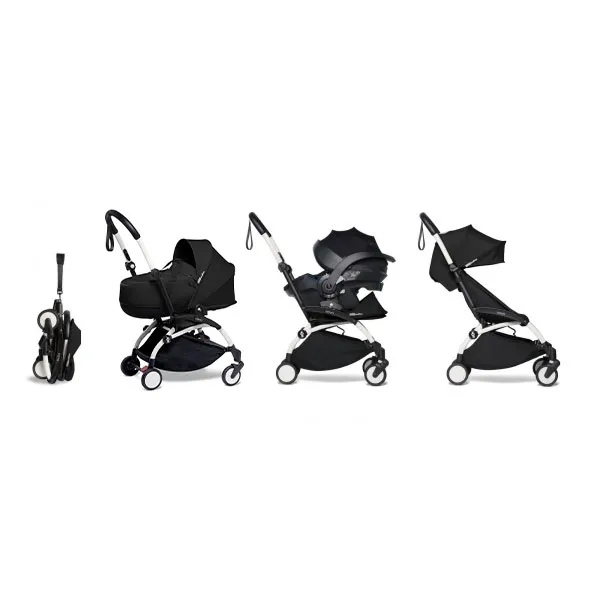 Poussette Trio YOYO 2 pack 6+ + Yoyo car seat by Besafe + Nacelle - Cadre Blanc - Noir