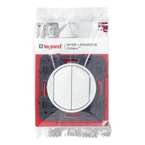 Poussoir + interrupteur ou va-et-vient Céliane Soft Blanc (099734)