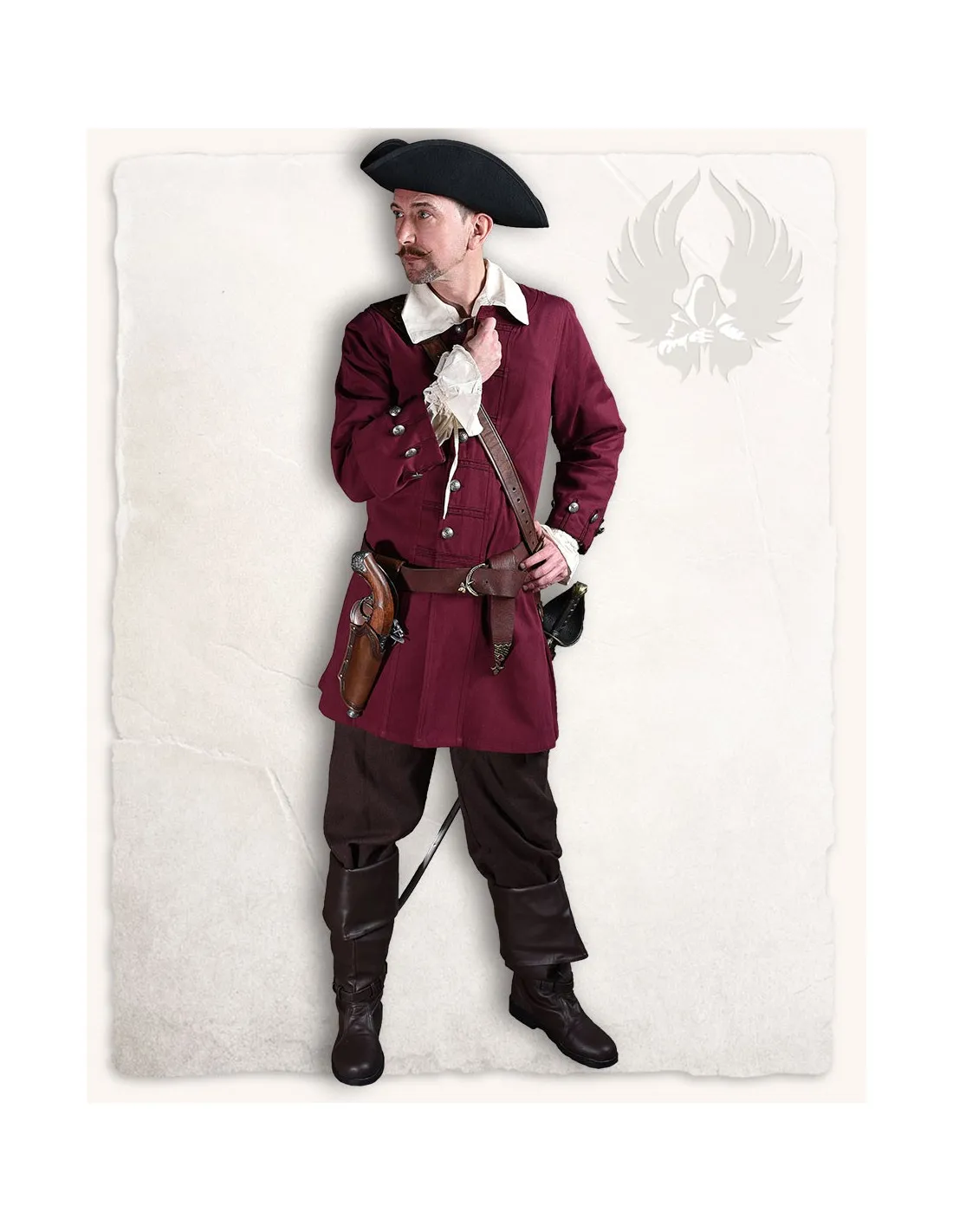 Redingote pirate Enigo, Bordeaux ⚔️ Boutique Épées