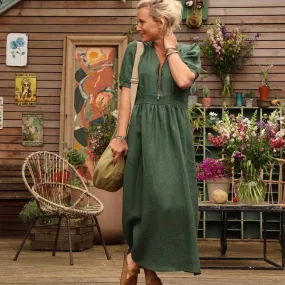 Robe Clara - lin vert anglais