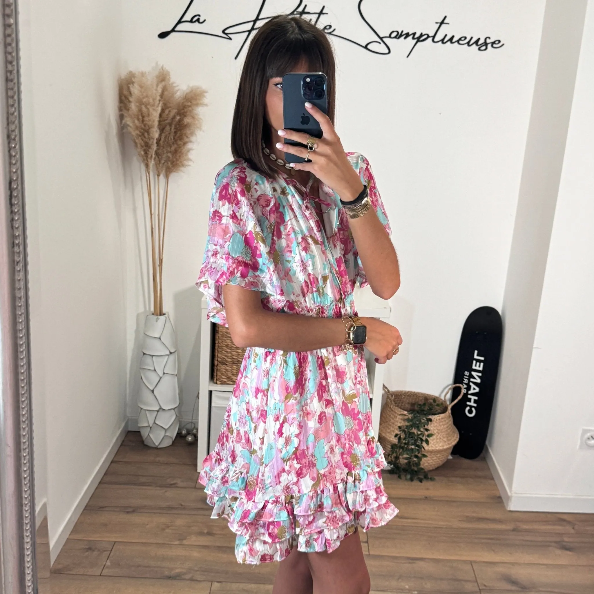 ROBE FLEURIE ROSE ET BLEUE