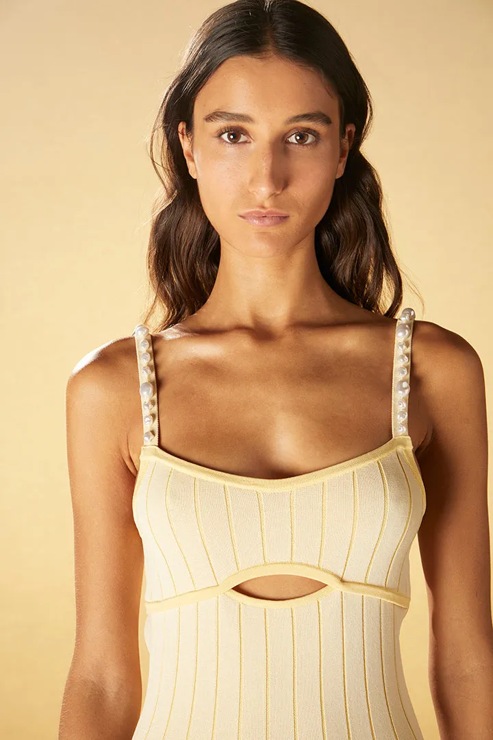 Robe longue avec dos perlé