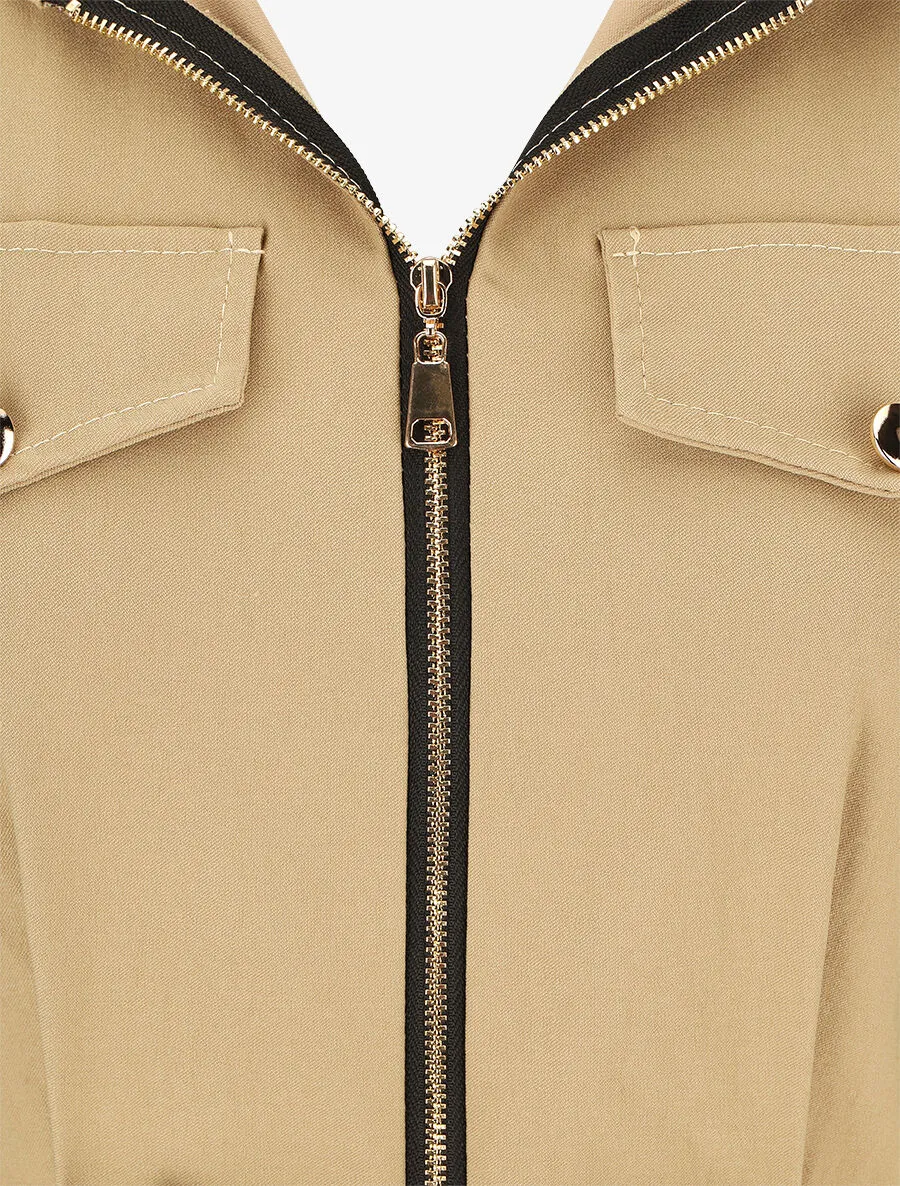 Robe mi-longue sans manches ajustée à zip