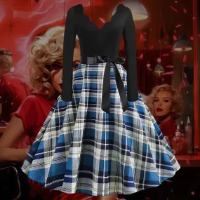 Robe Pin-Up  à Carreaux Vichy  Bleus et Blancs