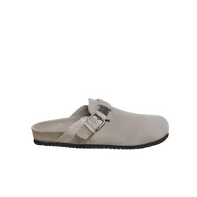 Sabots en daim beige lanière fantaisie