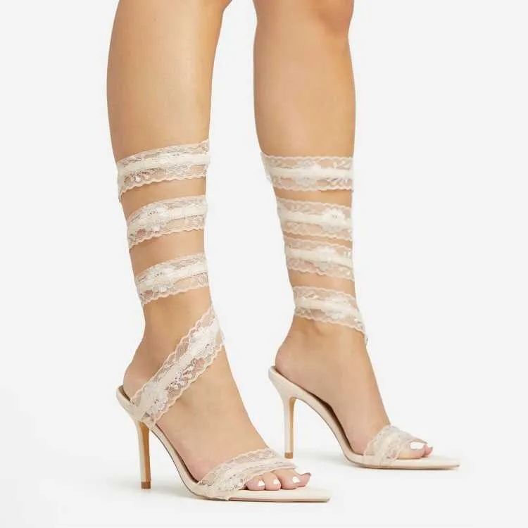SANDALES TALON MISS LACE CREAM