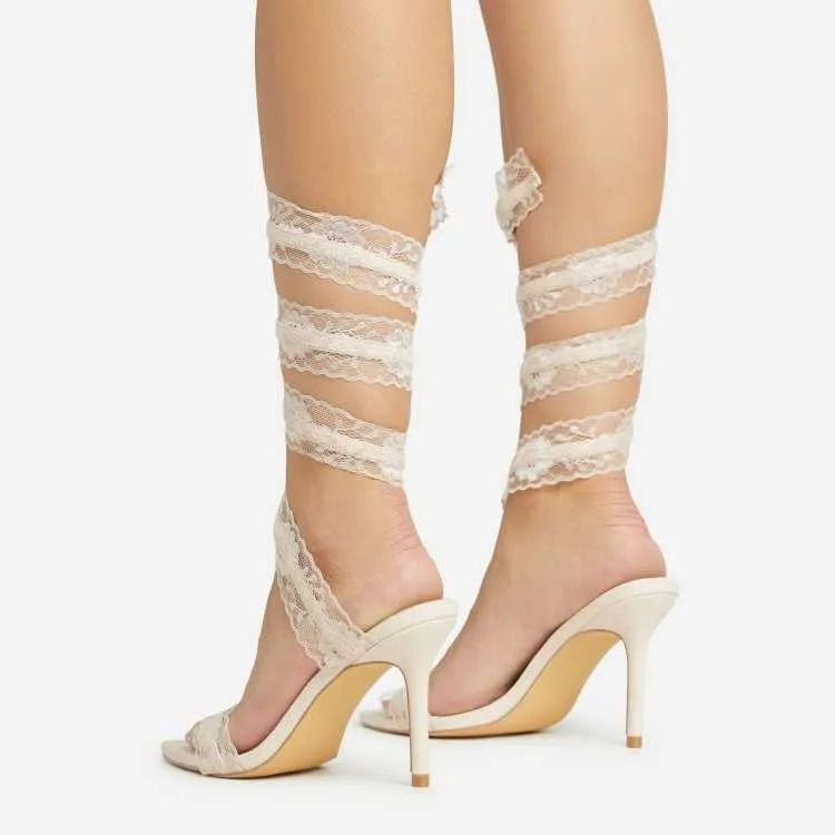SANDALES TALON MISS LACE CREAM
