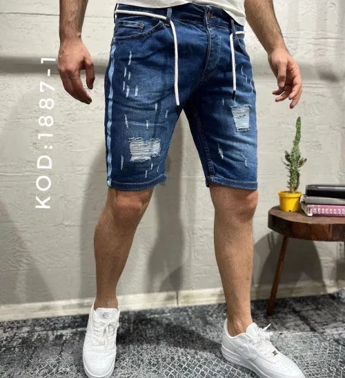 Short bleu destroyer stylé homme