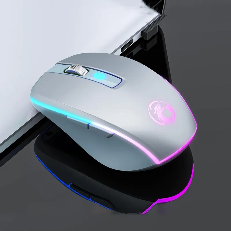 Souris Gaming Bluetooth Silencieuse 6 Boutons RGB Rose