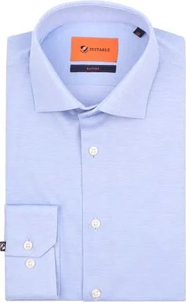 Suitable Chemise Knitted Piqué Bleu Clair KN92-02 Pique Blu